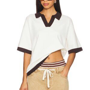 NEW LIONESS Dreamlike Tee Short in Porcelain White Collared Boyfriend Medium M